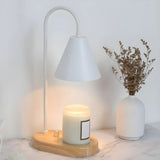 Simple Cone Crystal Shade Wood Base Candle Table Lamp Image - 7