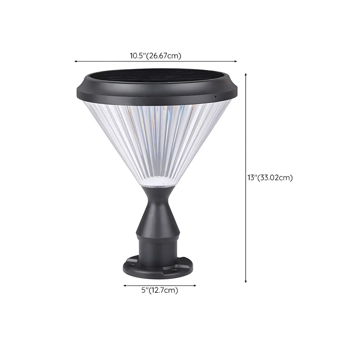 Simple Cone Metal Black Outdoor Post Table Lamp 1 Bulb 