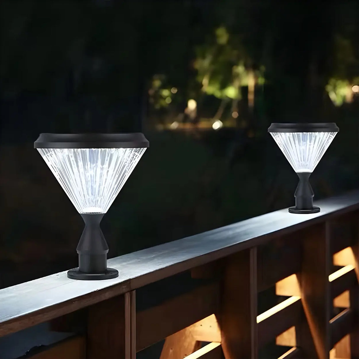 Simple Cone Metal Black Outdoor Post Table Lamp 1 Bulb Image - 4