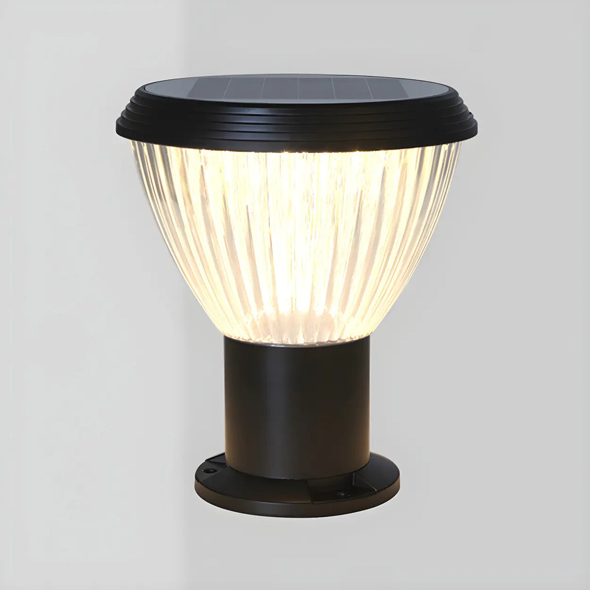 Simple Conical Glass LED Fence Outdoor Table Lamp Image - 2