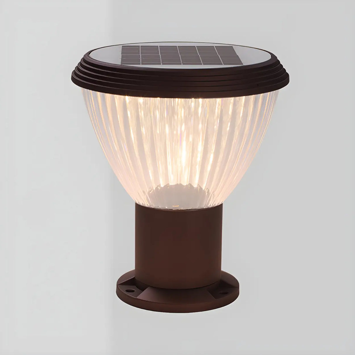 Simple Conical Glass LED Fence Outdoor Table Lamp Image - 3