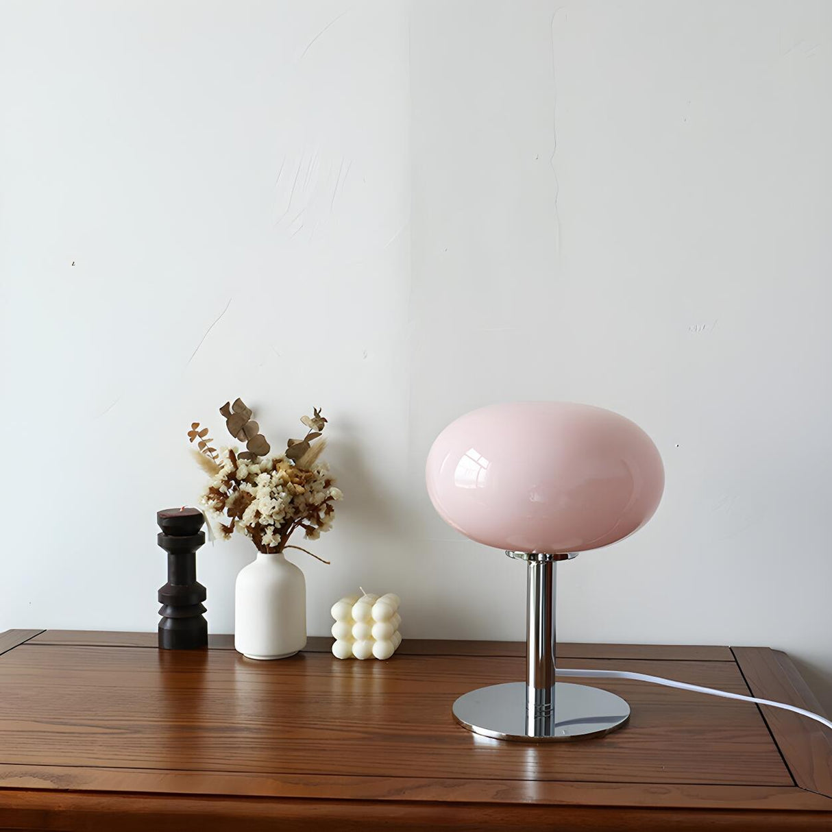 Simple Contemporary Glass Ball Metal Base Table Lamp Image - 11