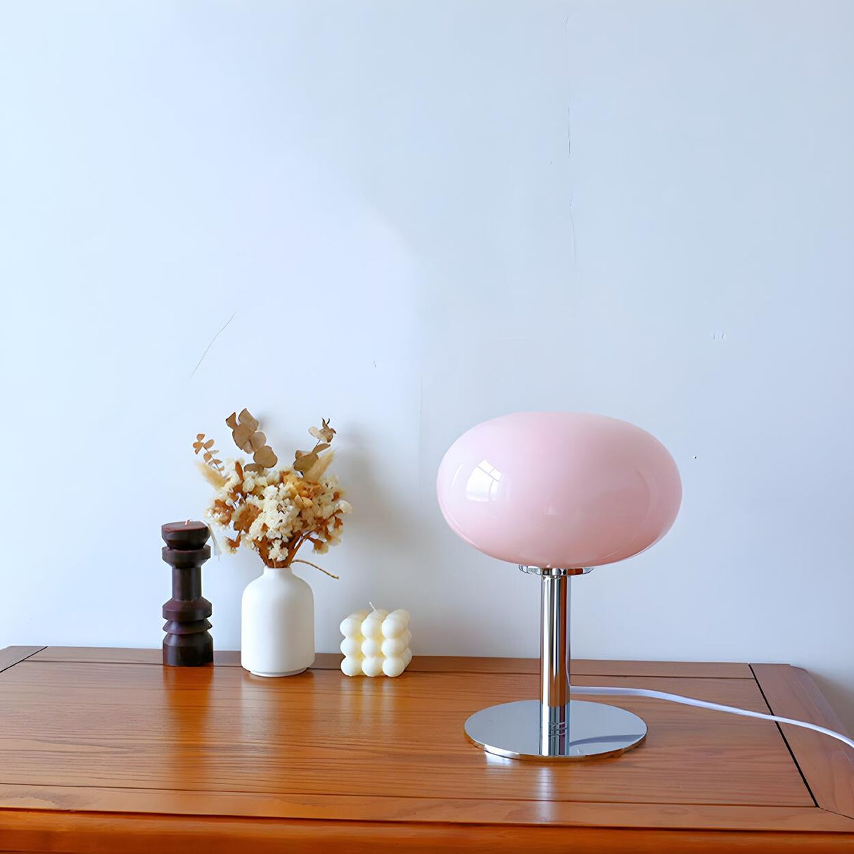 Simple Contemporary Glass Ball Metal Base Table Lamp Image - 2