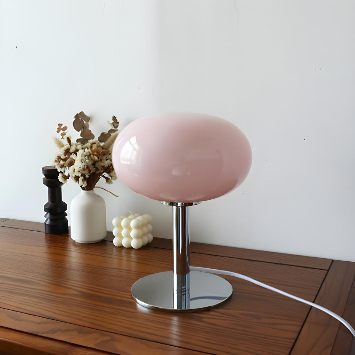 Simple Contemporary Glass Ball Metal Base Table Lamp Image - 4