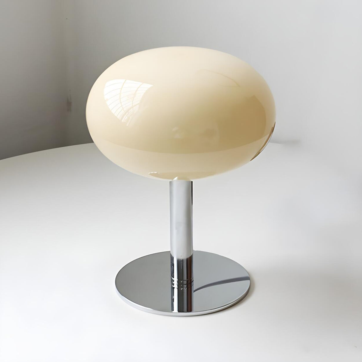 Simple Contemporary Glass Ball Metal Base Table Lamp Image - 9