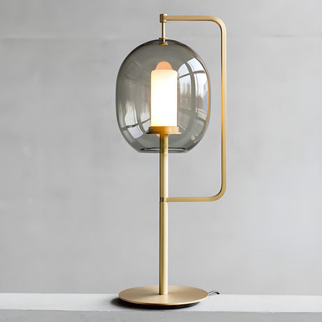 Simple Contemporary Globe Glass Shade Metal Table Lamp Image - 1