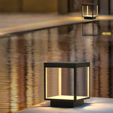 Simple Cube Aluminum Frame Decor Outdoor Table Lamp Image - 2