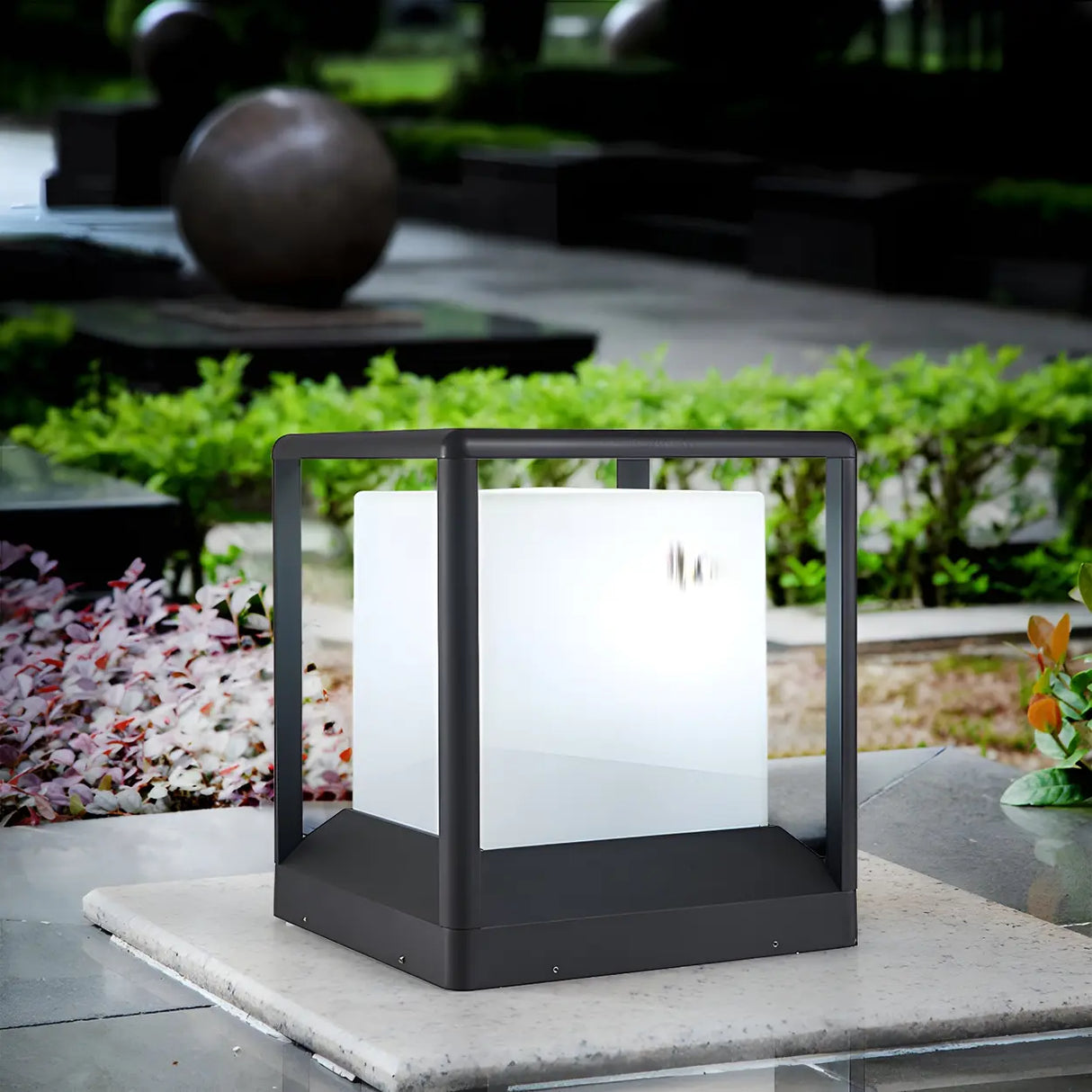 Simple Cube Metal Outdoor Waterproof Garden Post Light Image - 10