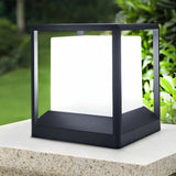 Simple Cube Metal Outdoor Waterproof Garden Post Light Image - 8