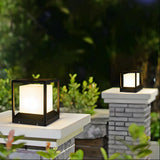 Simple Cube Metal Outdoor Waterproof Garden Post Light Image - 9