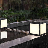 Simple Cube Metal Outdoor Waterproof Patio Post Light Image - 2