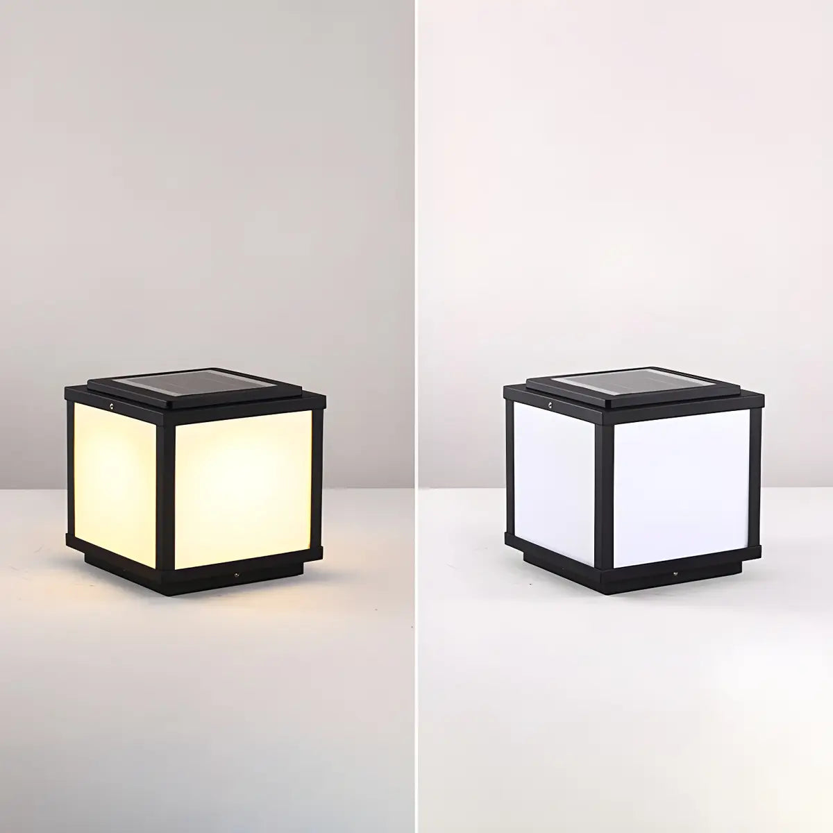 Simple Cube Metal Outdoor Waterproof Patio Post Light Image - 4