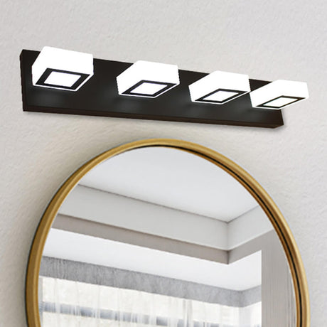 Simple Cubic Design Black Square LED Vanity Light Image - 1