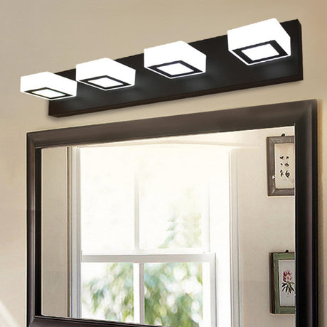 Simple Cubic Design Black Square LED Vanity Light Image - 16