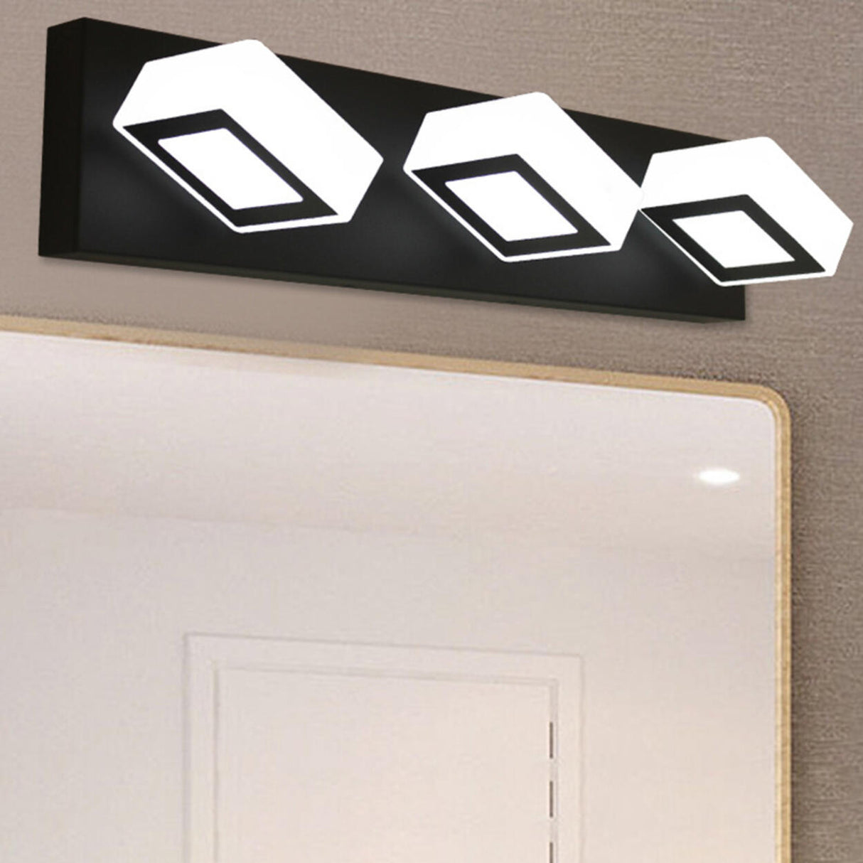 Simple Cubic Design Black Square LED Vanity Light Image - 2