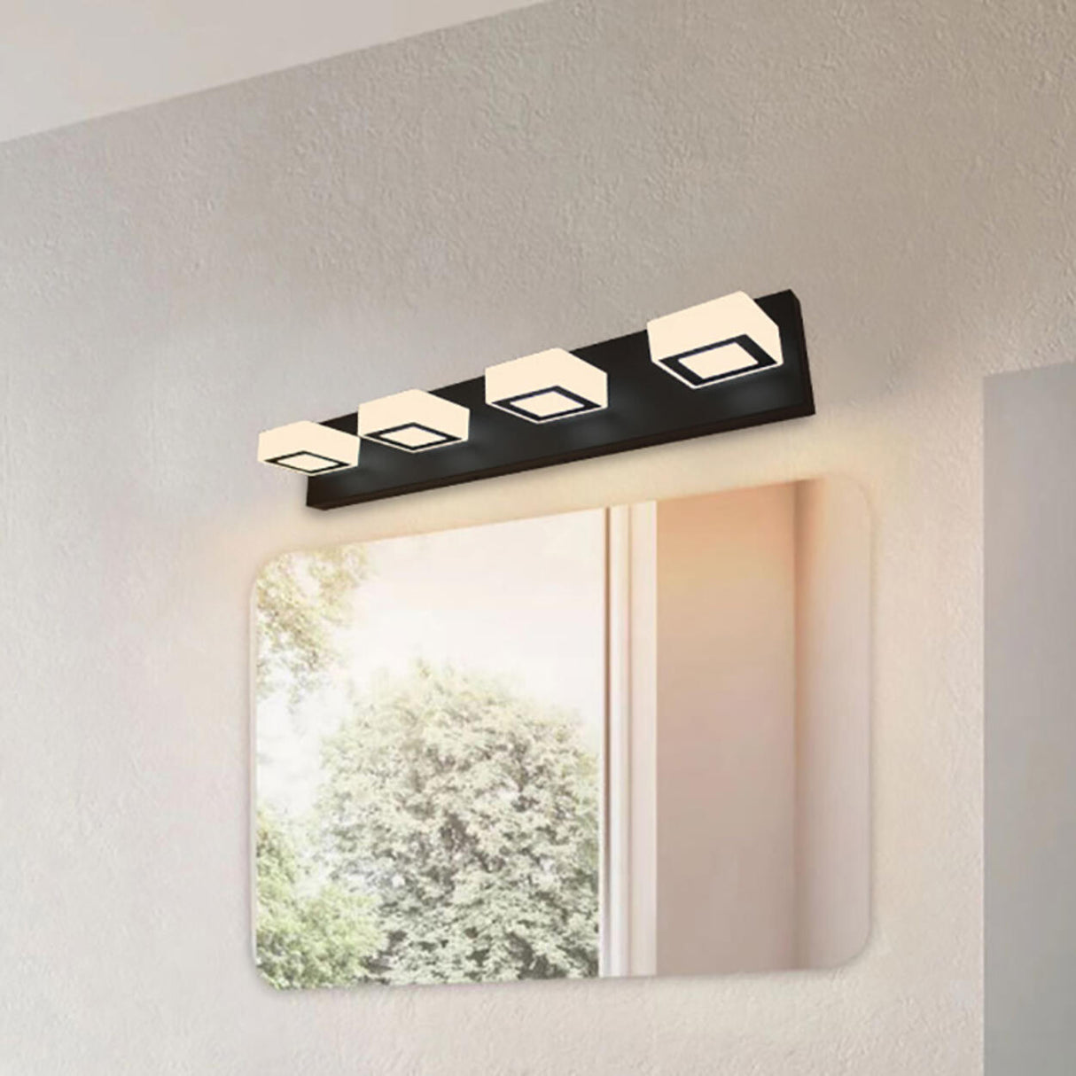 Simple Cubic Design Black Square LED Vanity Light Image - 4