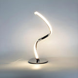 Simple Curved LED Metal Silver Adjustable Table Lamp Image - 1