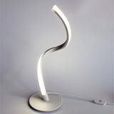 Simple Curved LED Metal Silver Adjustable Table Lamp Image - 11