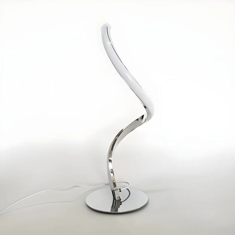 Simple Curved LED Metal Silver Adjustable Table Lamp Image - 2