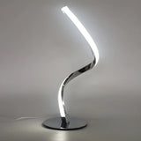 Simple Curved LED Metal Silver Adjustable Table Lamp Image - 3