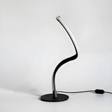 Simple Curved LED Metal Silver Adjustable Table Lamp Image - 4