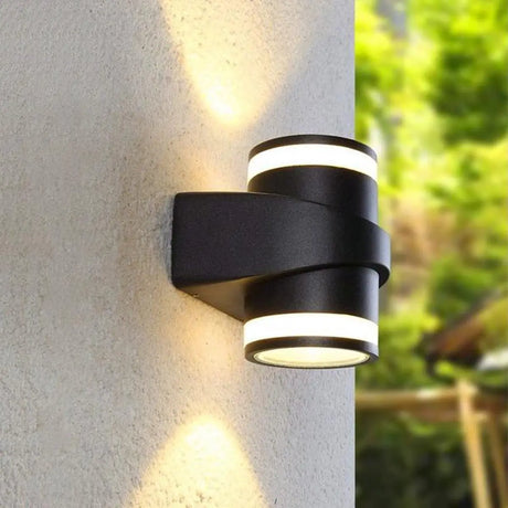 Simple Cylinder Aluminum LED Outdoor Wall Light Black Image - 2