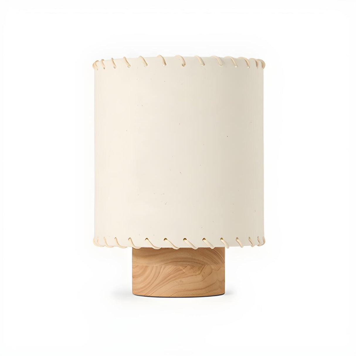 Simple Cylinder Fabric Shade Wood Base Table Lamp Image - 4