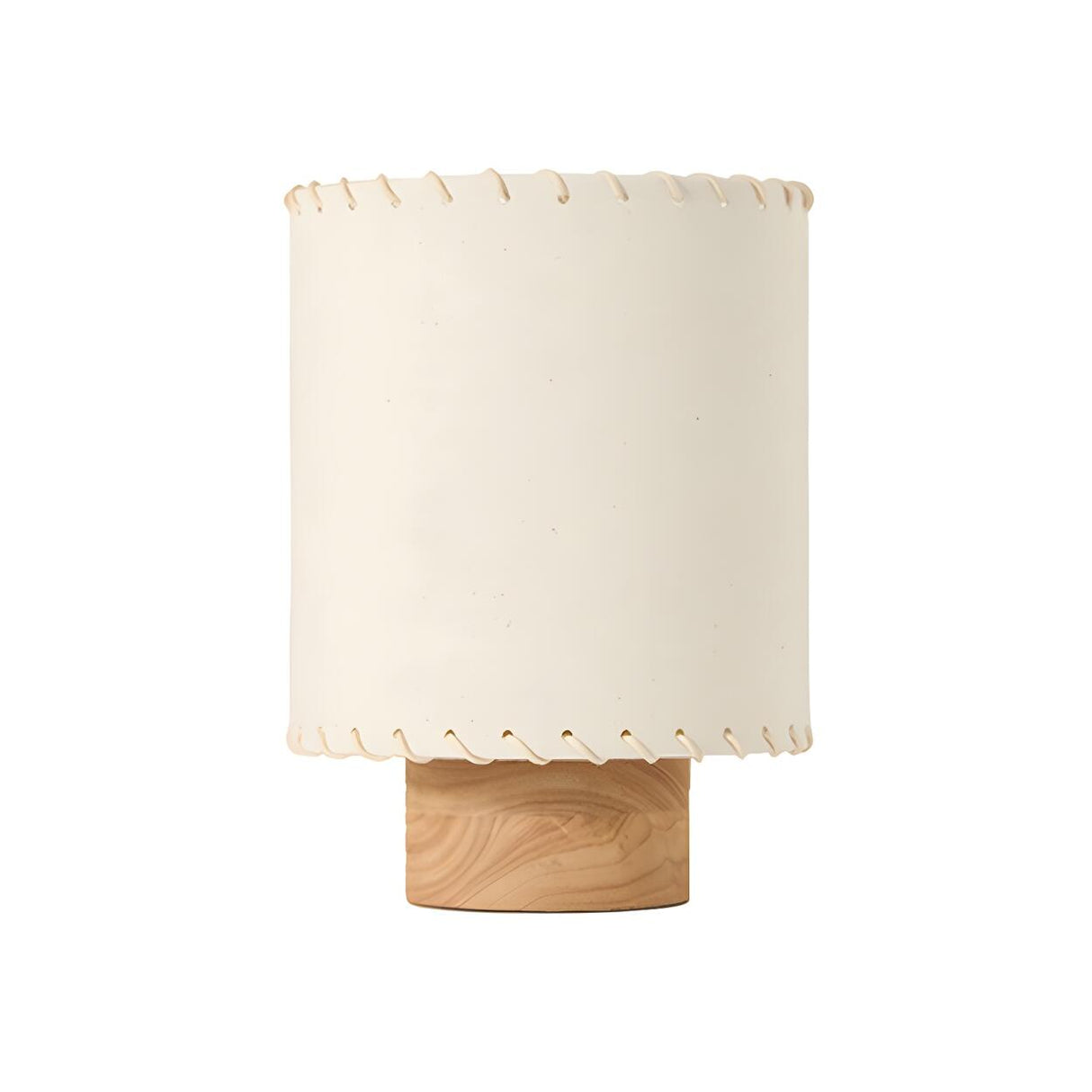 Simple Cylinder Fabric Shade Wood Base Table Lamp Image - 5