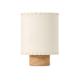 Simple Cylinder Fabric Shade Wood Base Table Lamp Image - 5