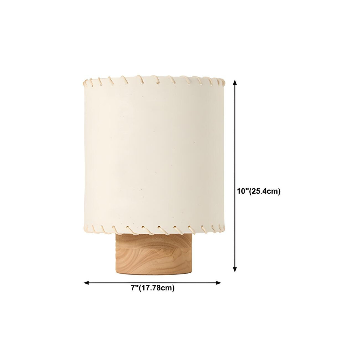 Simple Cylinder Fabric Shade Wood Base Table Lamp 