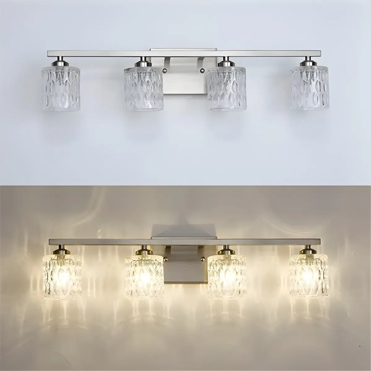 Simple Cylinder Glass Brushed Nickel Wall Vanity Light Image - 11