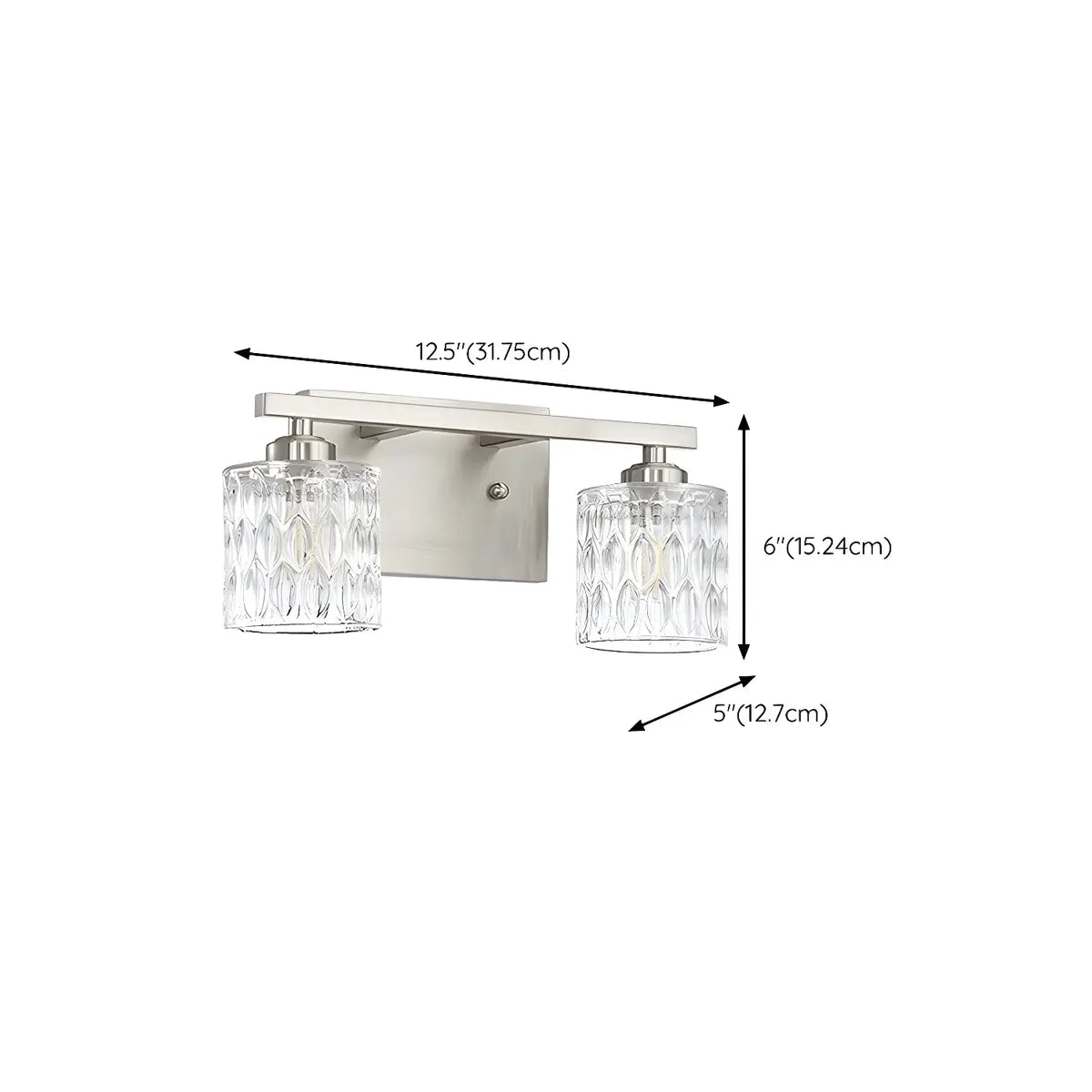 Simple Cylinder Glass Brushed Nickel Wall Vanity Light 