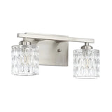 Simple Cylinder Glass Brushed Nickel Wall Vanity Light Image - 6