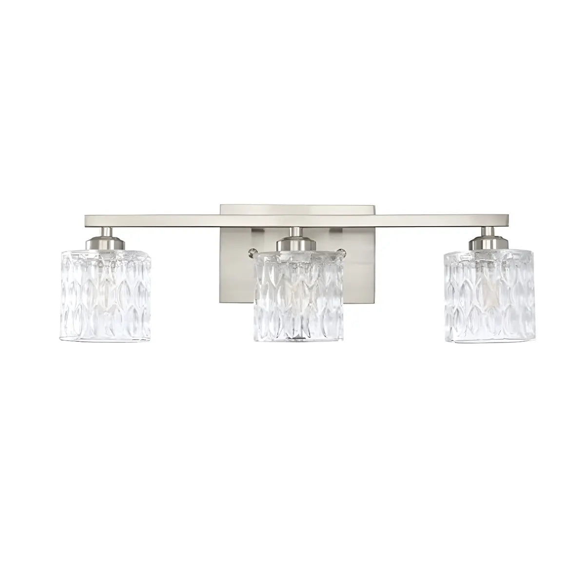 Simple Cylinder Glass Brushed Nickel Wall Vanity Light Image - 7