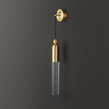 Simple Cylinder Gold Metal Hanging Wall Sconce Light Image - 11