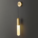 Simple Cylinder Gold Metal Hanging Wall Sconce Light Image - 13