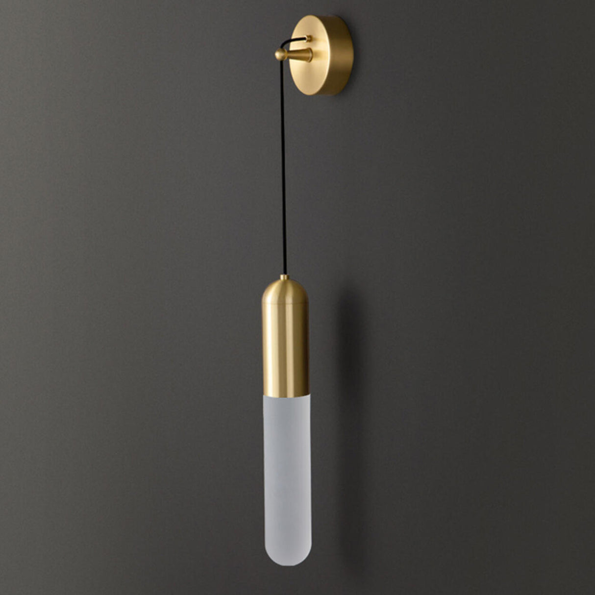 Simple Cylinder Gold Metal Hanging Wall Sconce Light Image - 14