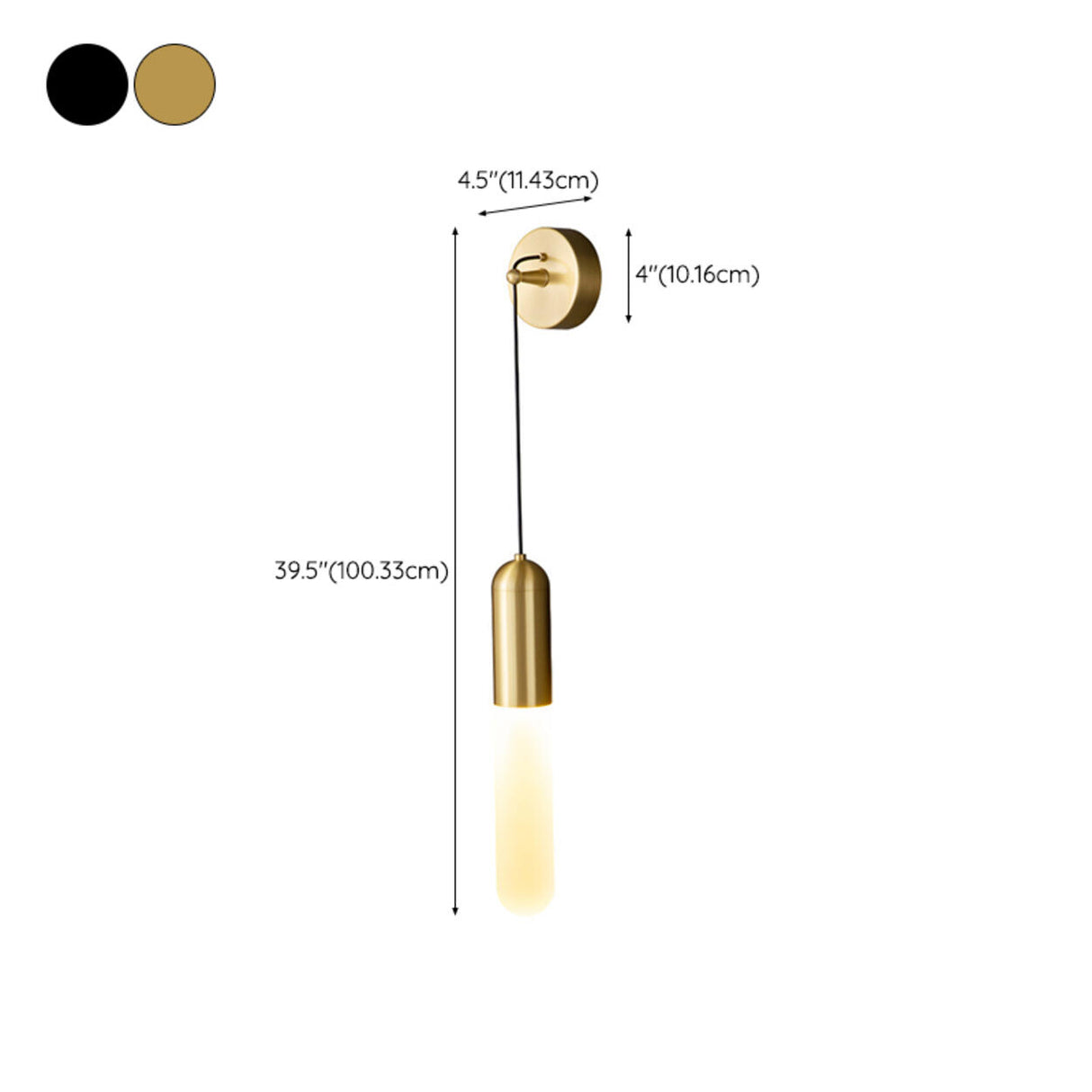 Simple Cylinder Gold Metal Hanging Wall Sconce Light 