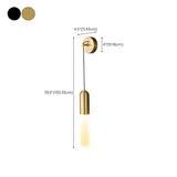 Simple Cylinder Gold Metal Hanging Wall Sconce Light #size