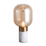 Simple Cylinder Marble Base Bulb Glass Shade Table Lamp Image - 3