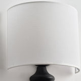 Simple Cylinder White Fabric Curved Base Wall Sconce Image - 11