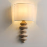 Simple Cylinder White Fabric Curved Base Wall Sconce Image - 5