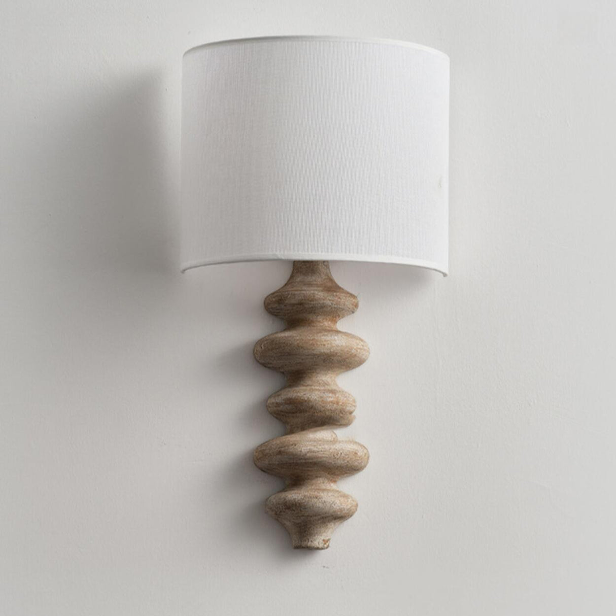 Simple Cylinder White Fabric Curved Base Wall Sconce Image - 8