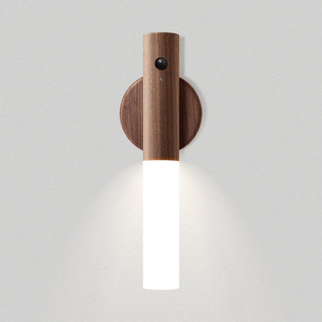 Simple Cylinder Wood and Acrylic LED Wall Sconce Image - 2