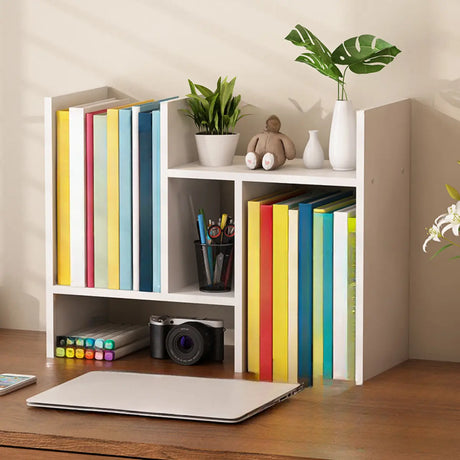 Simple Desktop Small Open White Wood Display Bookcase Image - 1