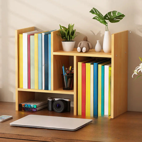 Simple Desktop Small Open White Wood Display Bookcase Image - 2