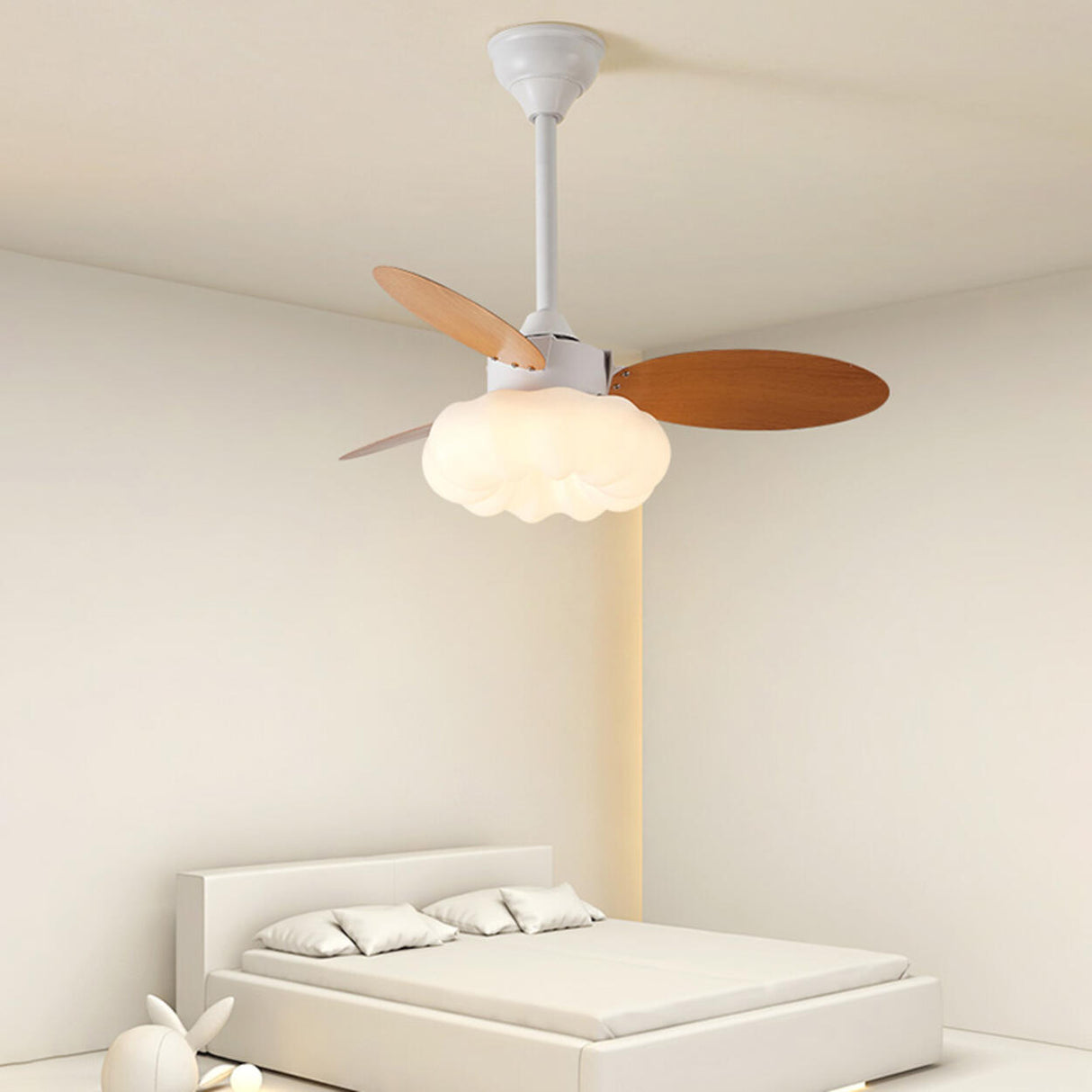 Simple Dimming Cloud Shade 3 Blade Ceiling Fan Light Image - 18