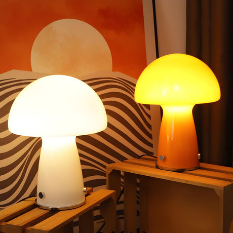 Simple Dome Mushroom Glass Modern Decor Table Lamp Image - 1