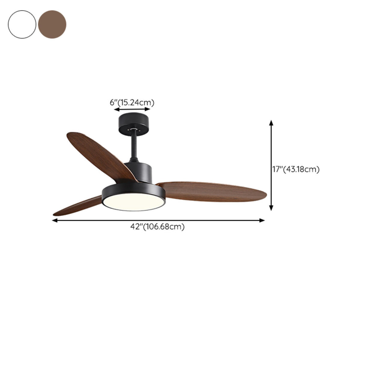 Simple Down Rod Standard Ceiling Fan with LED Light 