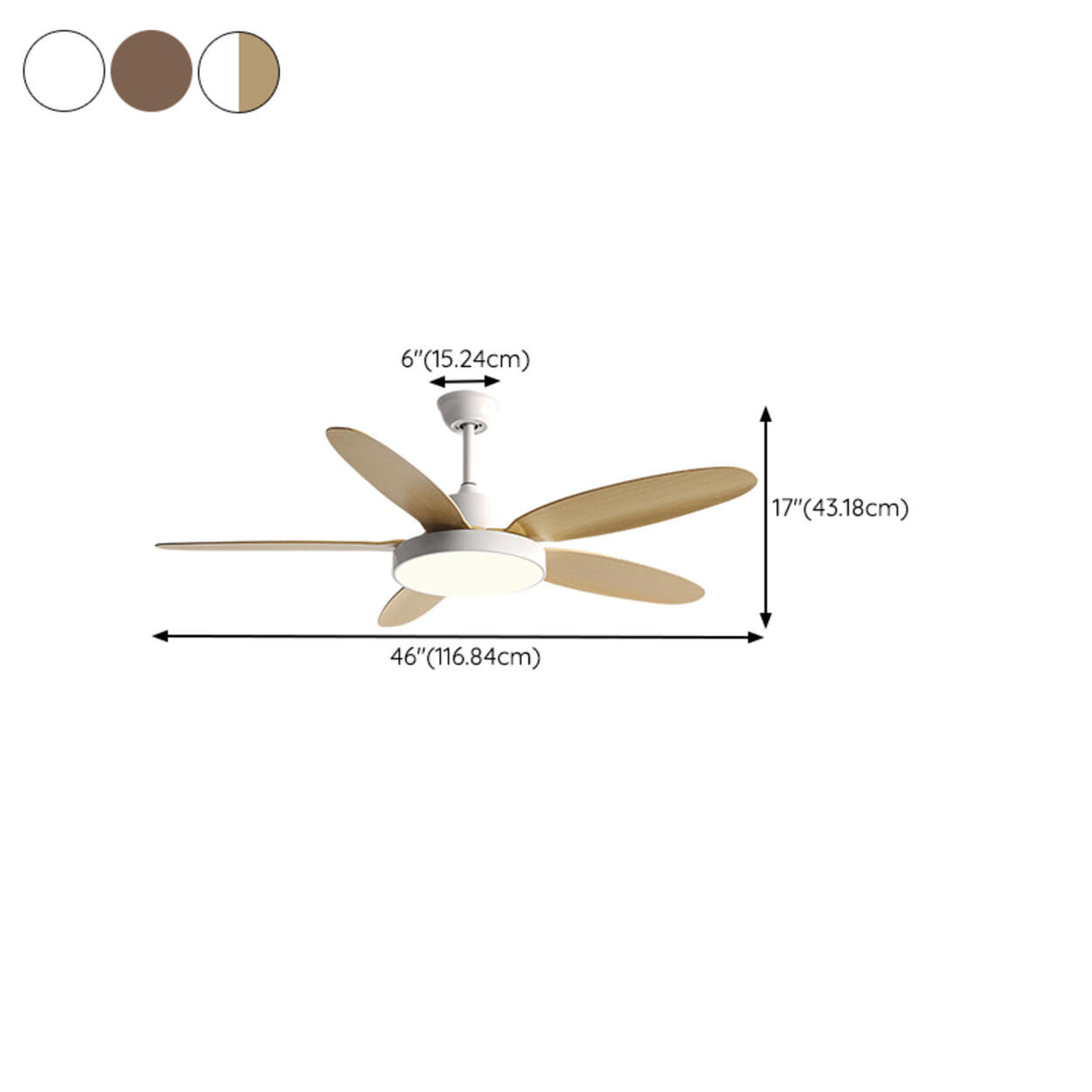 Simple Down Rod Standard Ceiling Fan with LED Light Image - 15